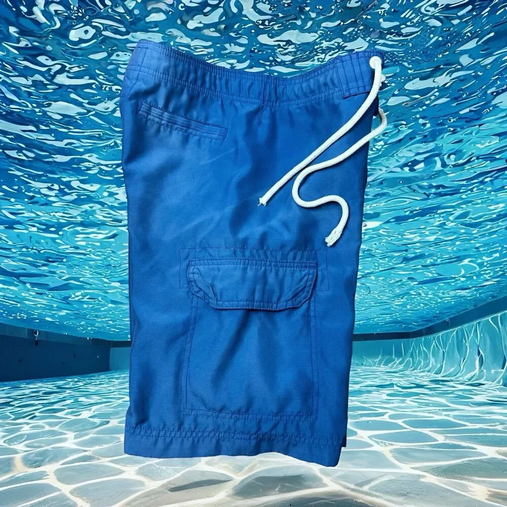 Abercrombie & Fitch Men's Blue Logo Board Shorts Y2K Swim Trunks Size 29